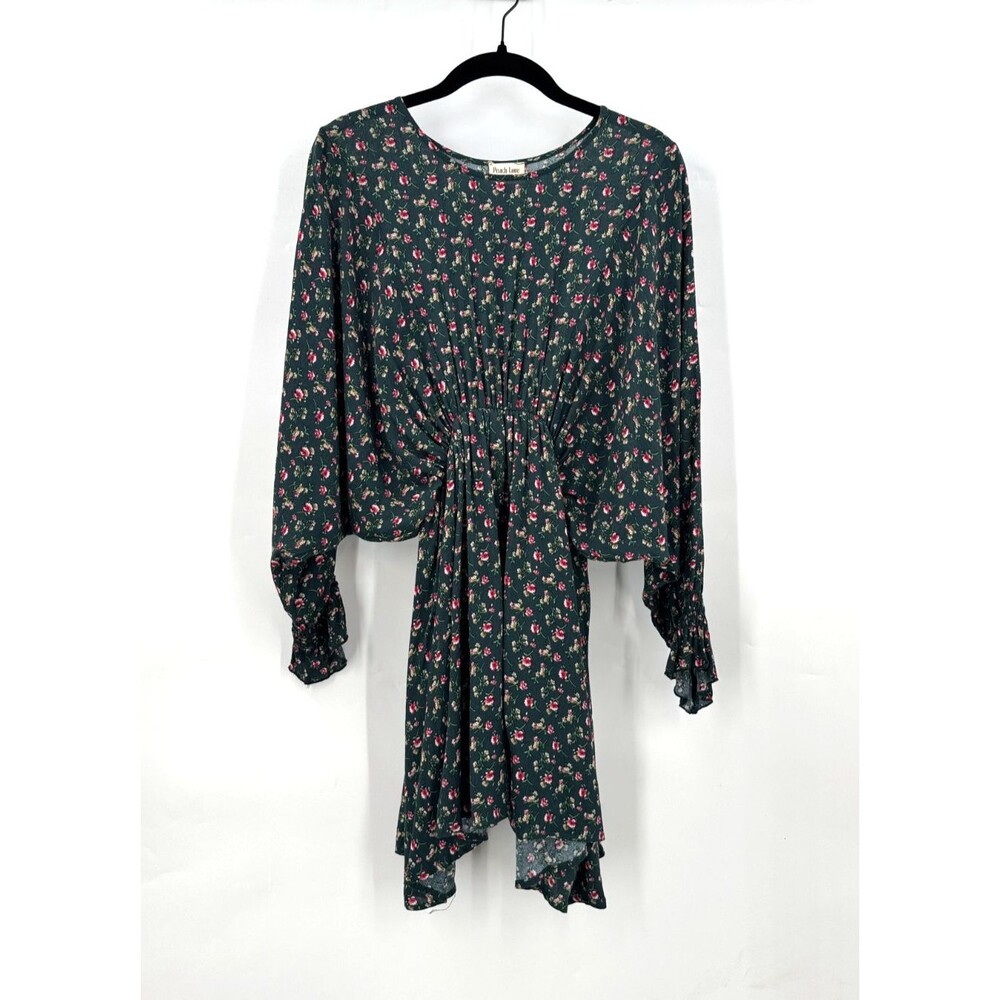 Peach Love California Dress Women S Green Floral Dolman Sleeve Cottagecore Boho